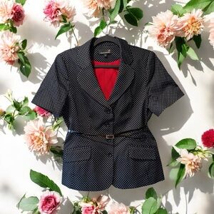 Laura Petites Black and White Polka Dot Blazer